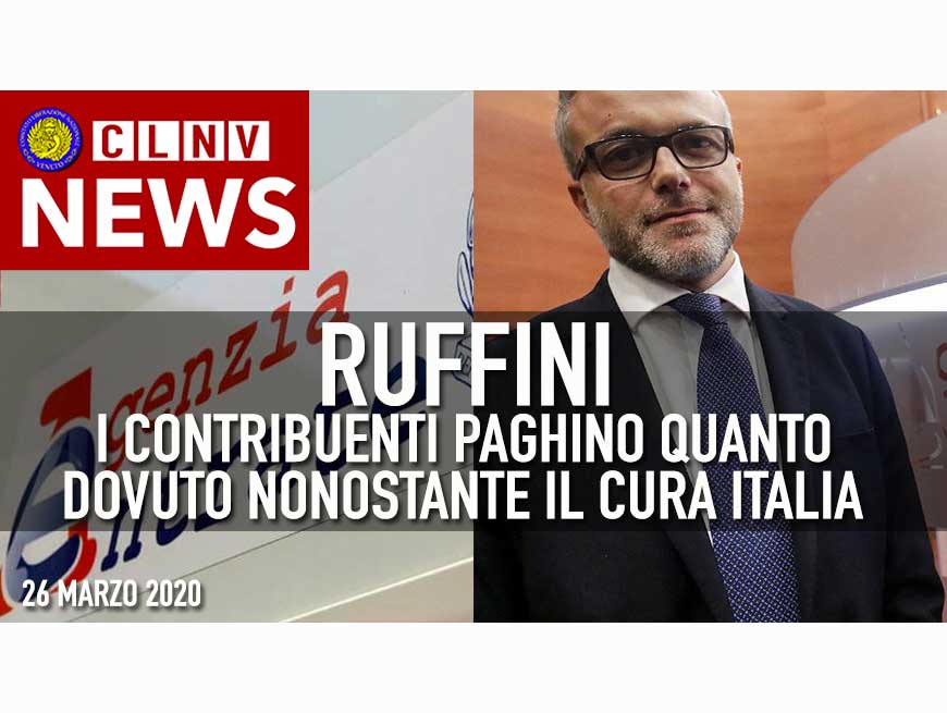 Ruffini: " I Contribuenti PAGHINO QUANTO DOVUTO nonostante L'Emergenza !!!!