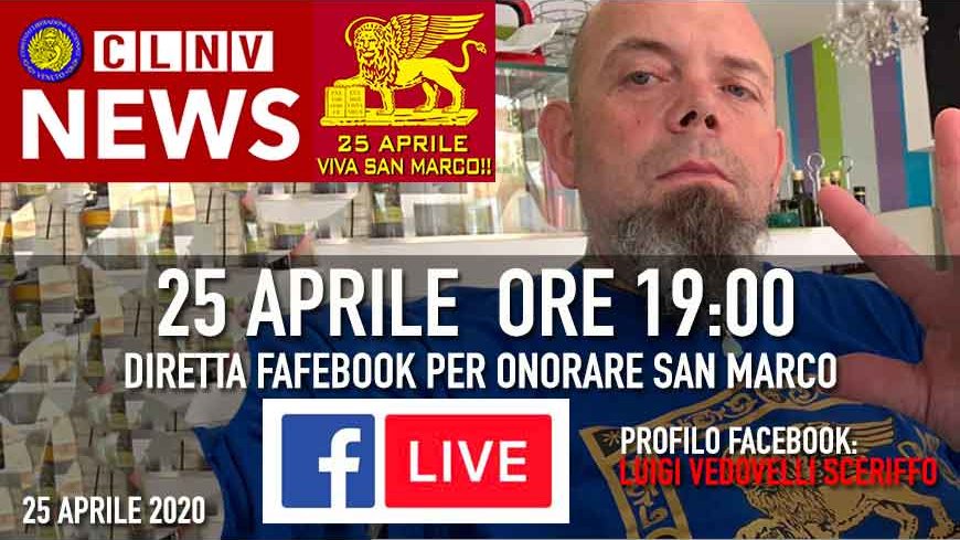 25 Aprile 2020 - Ore 19 Tutti in diretta Facebook per onorare San Marco.. condividete.